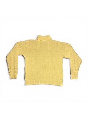 Vintage LizWear Yellow 100% Cotton Knit Turtleneck Sweater Small